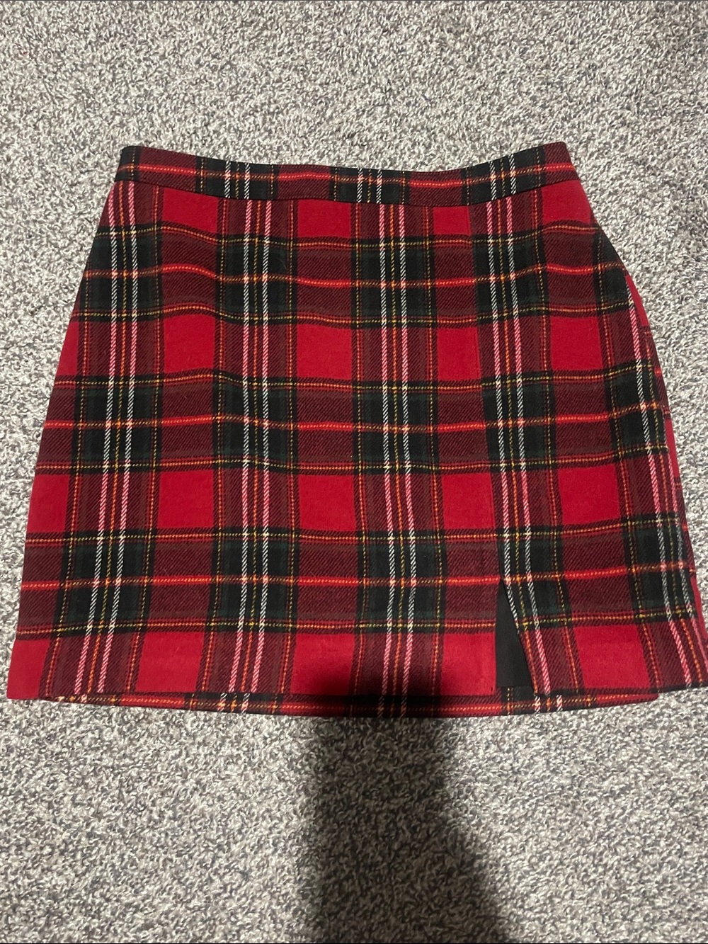 Hollister Red Plaid Mini Skirt with Black Accents